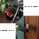 87051 Mdf 140x60 Siyah Karbon Profesyonel Oyuncu Masası Çalışma Masası Bilgisayar Masası Ders